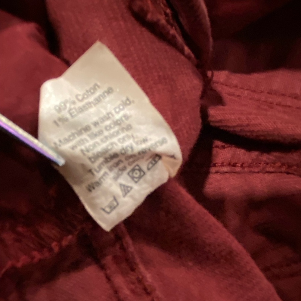 J. Crew Size 10 Burgundy Cotton Stretch Zip Up Straight Leg Corduroy Pants - Picture 8 of 10